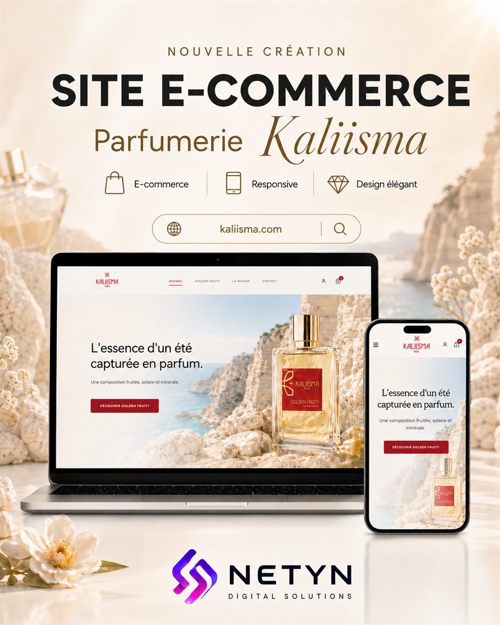 Présentation du site e-commerce Kaliisma sur ordinateur et mobile